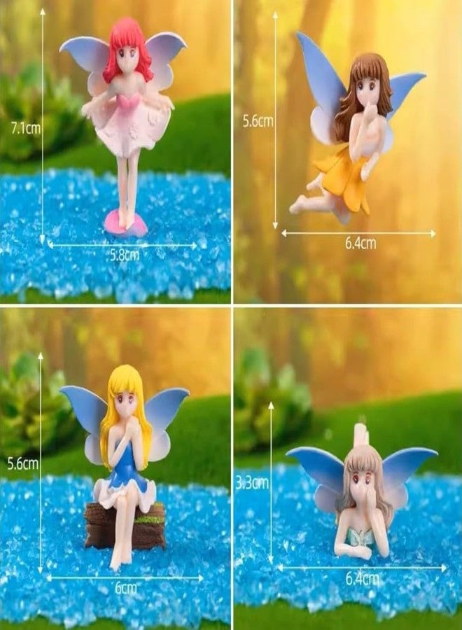 VRB Dec مجموعة VRB Dec Plastic ™ من 4 قطع من عناصر الديكور المصغرة/ألعاب مصغرة/ألعاب للحديقة، ألعاب للحديقة/إكسسوارات لتزيين المنزل، تماثيل، عناصر لتزيين الكيك (أميرة الجنية - 4 قطع)، متنوعة - Image 3